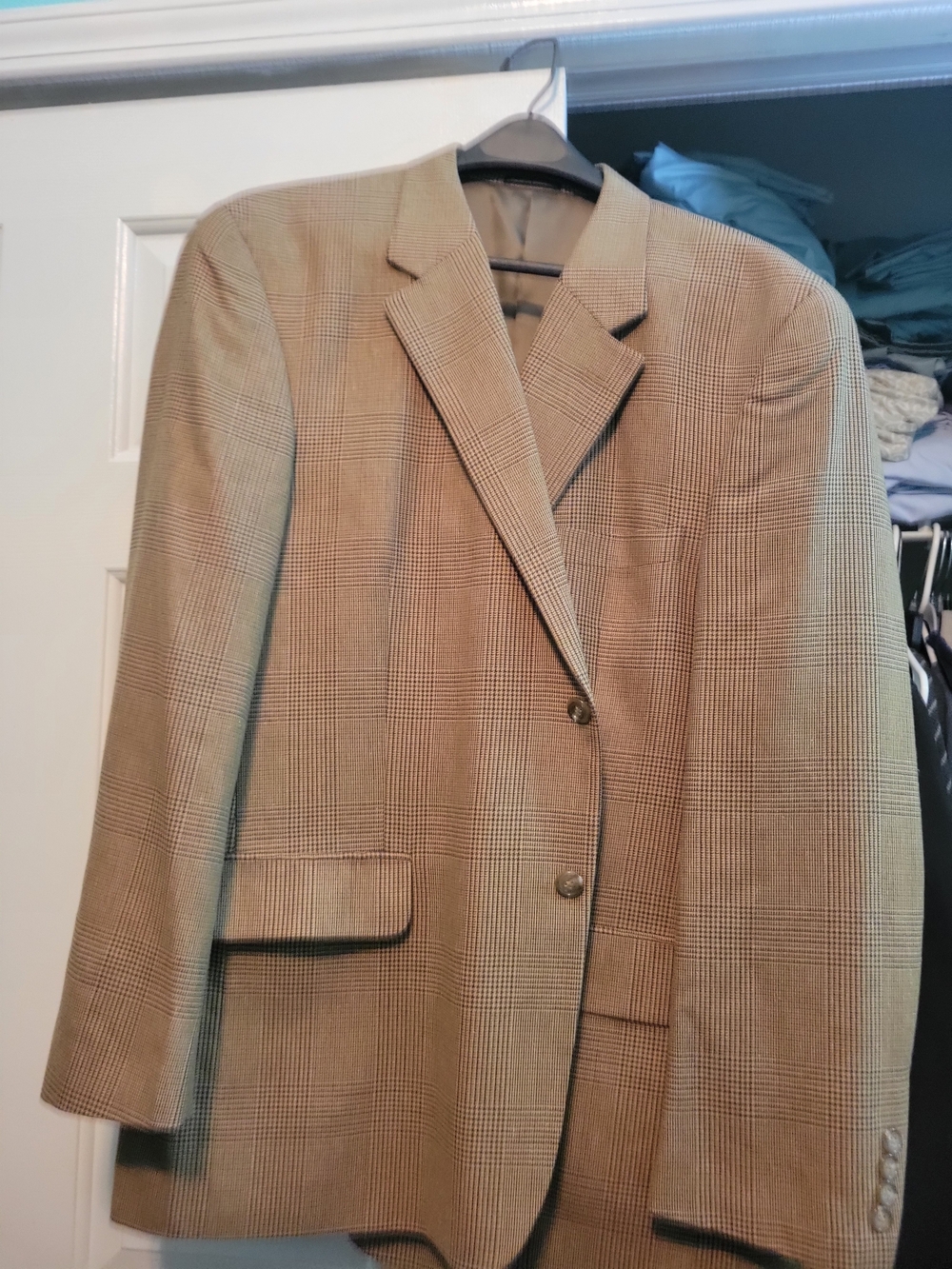 Club Room Men's Tan Glen Plaid Sport Coat
